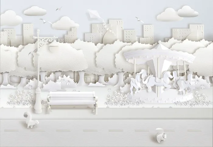 Paper art park scene
