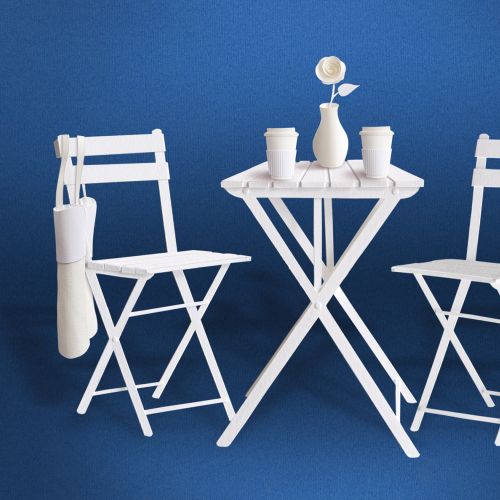 Bistro café table and seats paper sculpture