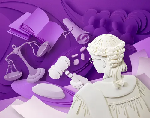 Papierkunst, die den zukünftigen Richter darstellt