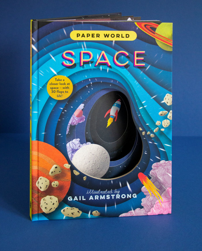 Paper World: ilustración de la cubierta del libro espacial