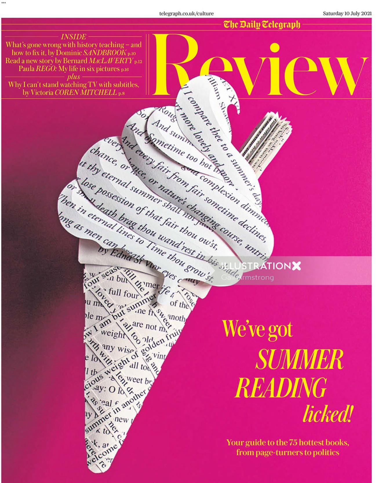 Telegraph Review Magazine の夏の読書本の表紙デザイン