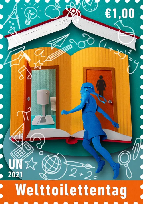 Briefmarke zum Welttoilettentag 2021 von Gail Armstrong