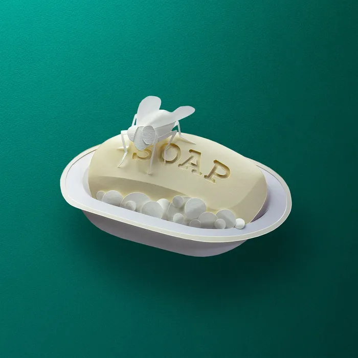 Dirty soap dish paper sculpture