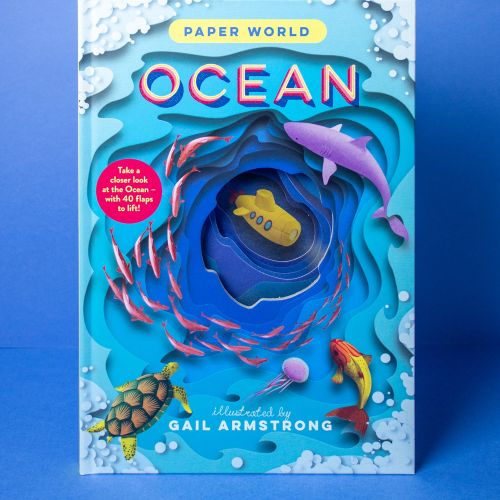 Book covers of Paper World series by Gail Armstrong: Space, Ocean, Human Body, Dinosaurs