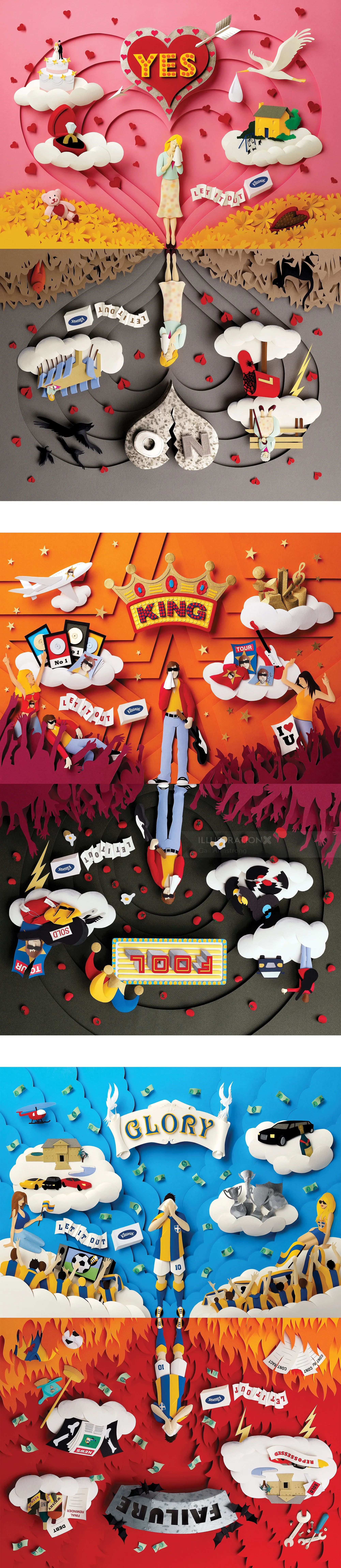 Doppelbild, das positive und negative Lebensergebnisse zeigt, von Gail Armstrong