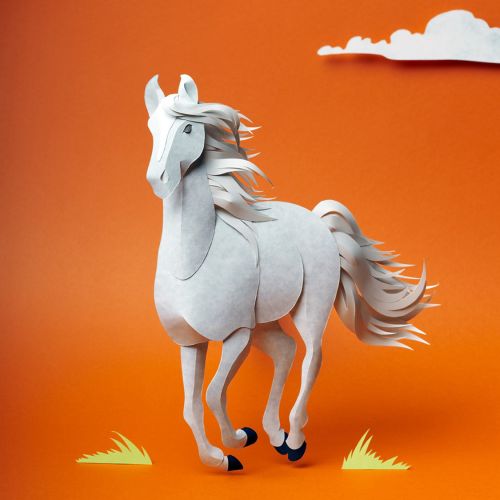 3D illustration of a running horse gallops 