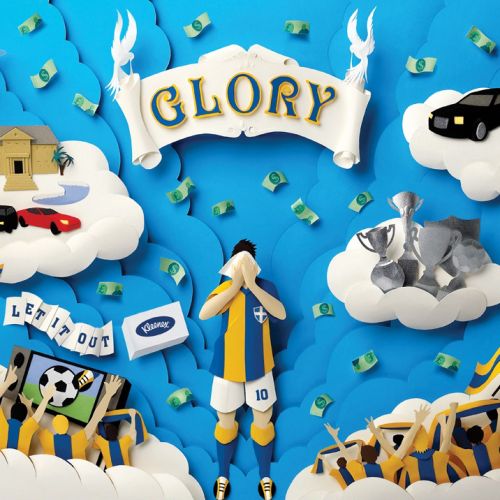 Paper sculpture motivational illustration of "Glory" and "Failure" in football 