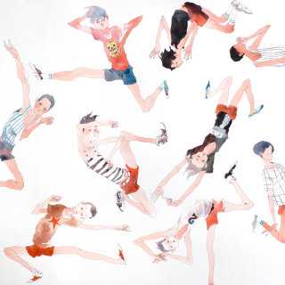 Ilustração contemporânea várias poses de adolescentes
