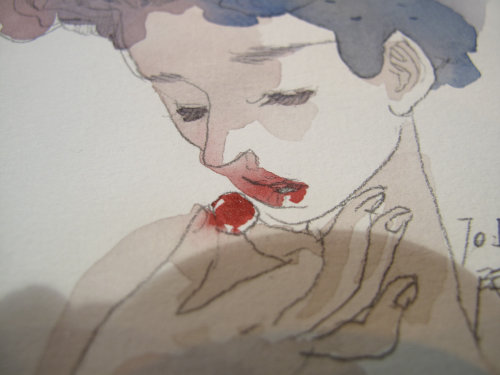 Line illustration of woman with lipstick
