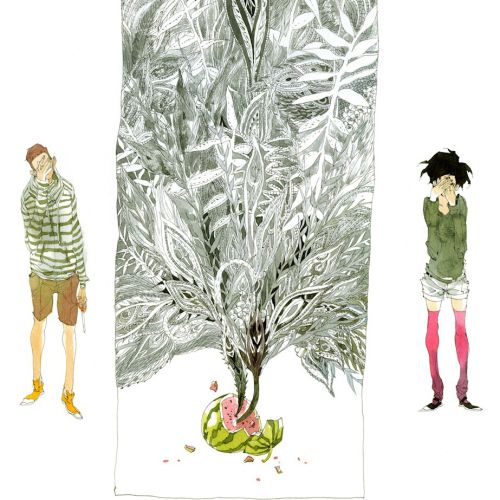 Contemporary illustration tree from watermelon
