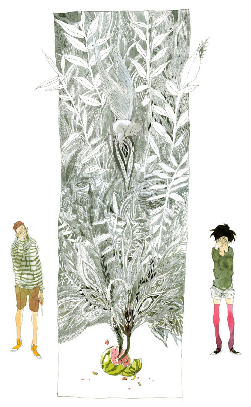 Ilustração contemporânea árvore de melancia