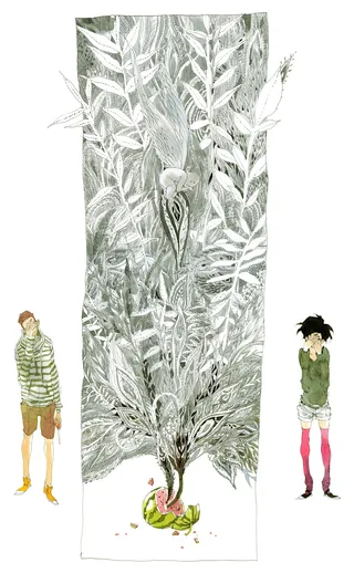 Contemporary illustration tree from watermelon
