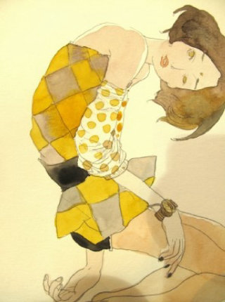 Chica con vestido amarillo
