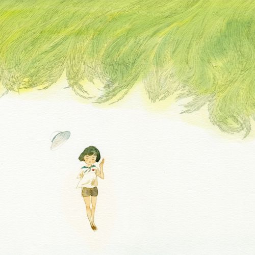 Contemporary illustration girl walking alone
