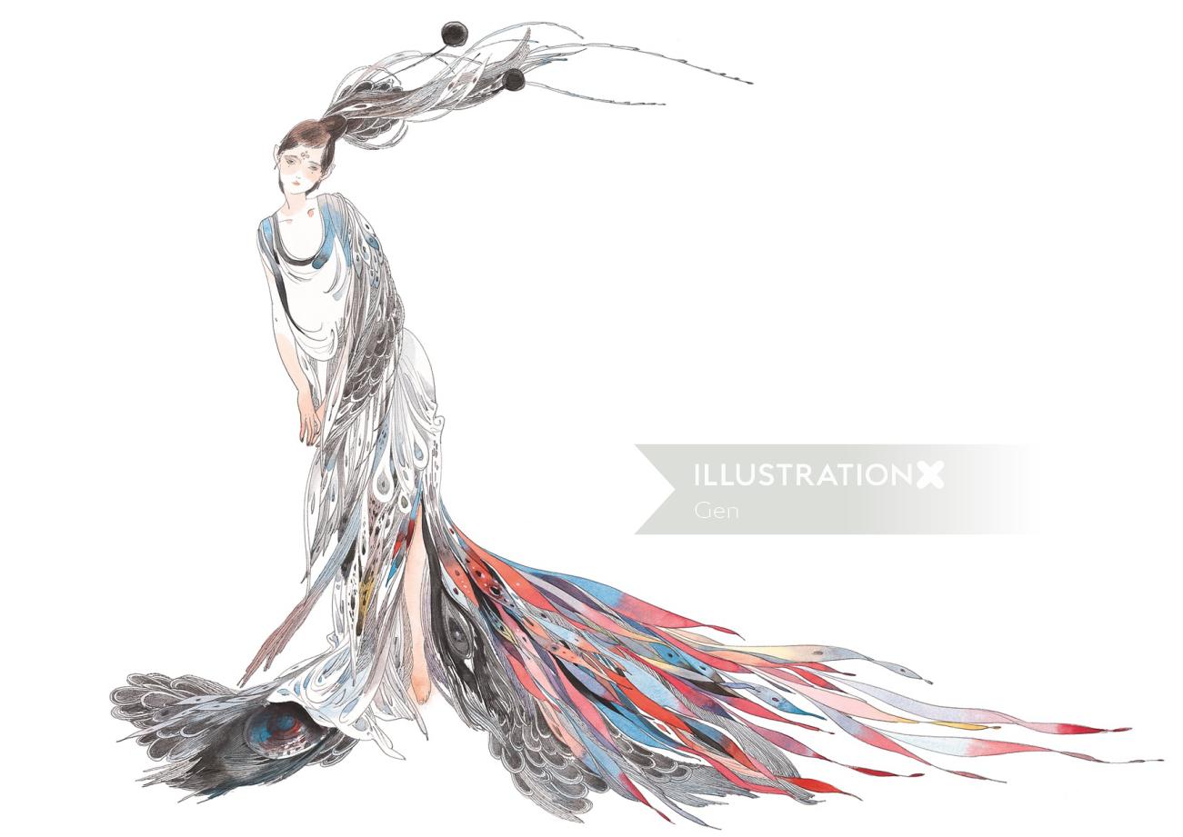 Contemporary illustration fashion dress
