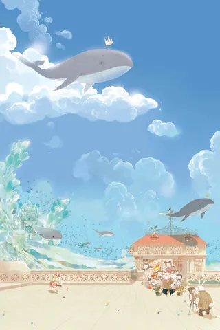 Fantasy Dolphin in sky
