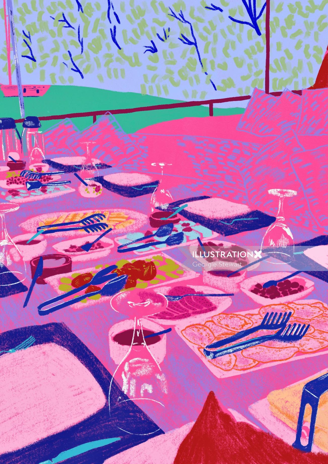 Self-initiated artwork of Pink Breakfast