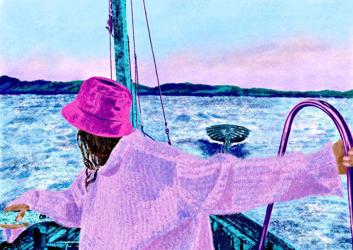 Marinheiro feminino retratado em uma pintura a óleo