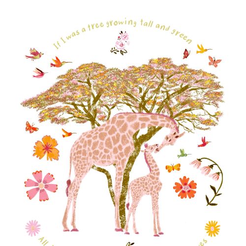 Animal Giraffe illustration for Baby Shower Gifts 