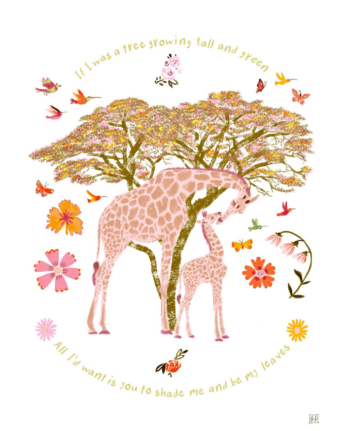 Illustration de girafe animale pour les cadeaux de douche de bébé