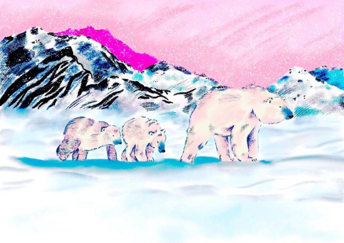 Pintura de ursos polares de animais