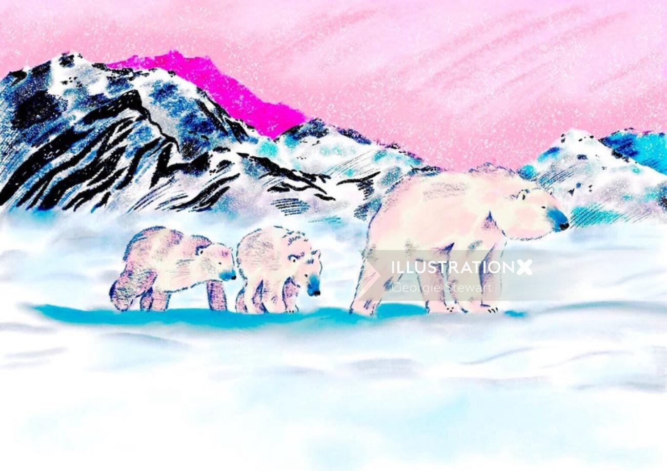 Animal Polar Bears painting