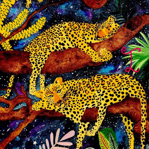 Watercolor of Dozing Leopards