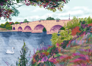 Pintura do rio Tâmisa para a ponte Chertsey