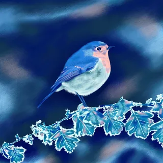 Photorealistic painting of Christmas Robin