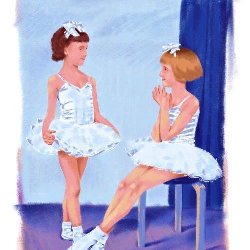Ballerina-clad kids in a painting