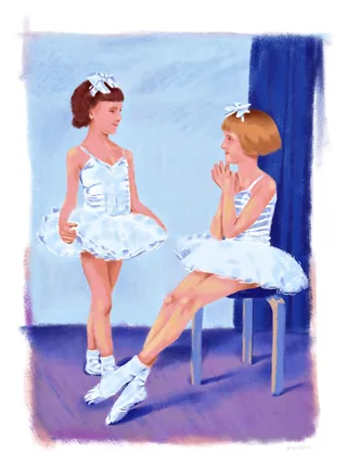 Ballerina-clad kids in a painting