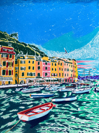 Dibujo de lugares y ubicaciones de Portofino, Italia