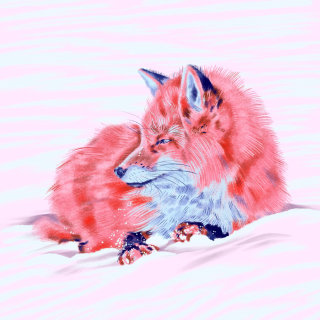 Cartão de Natal com ilustração de raposa