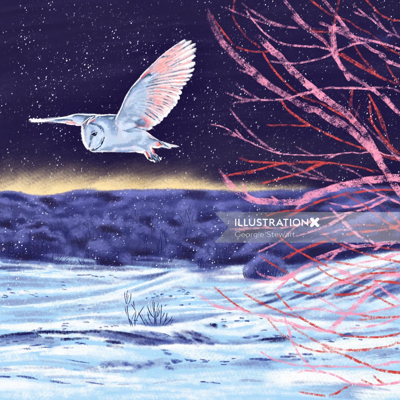 Flying Owl painting by Georgie Stewart