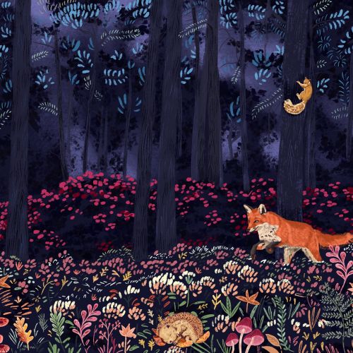 Painting of a Woodland Scene for a Children's Book