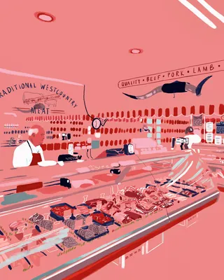 A traditional meat shop visual