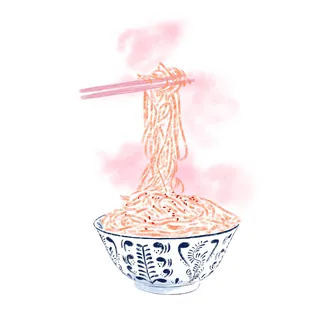 Steaming ramen bowl drawing