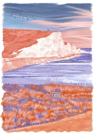 Cliffside landscape with water view