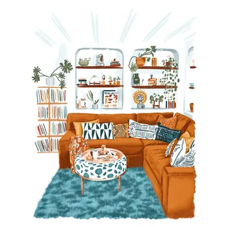 ARchitecture painting of living room