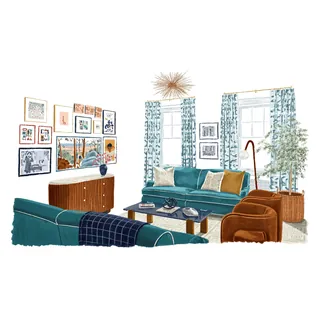 Interior illustration showcasing living room