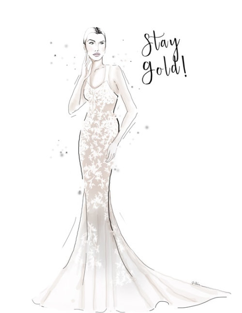 Fashion illustration of Gorgeous woman in a gown