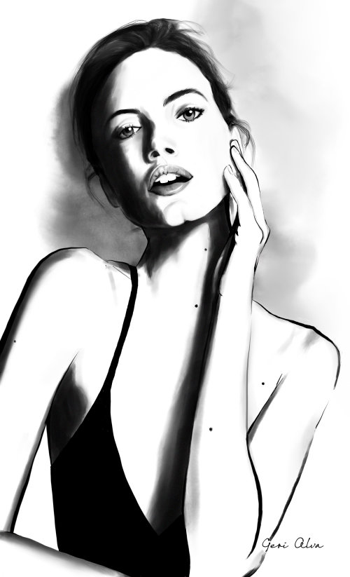 Editorial illustration of women pose for Vogue