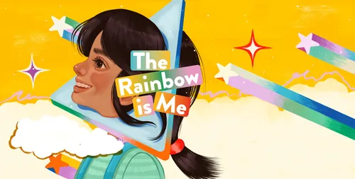 ジャーマン・ゴンザレス作『虹は私』からのイラスト。少女と虹の色が描かれている。