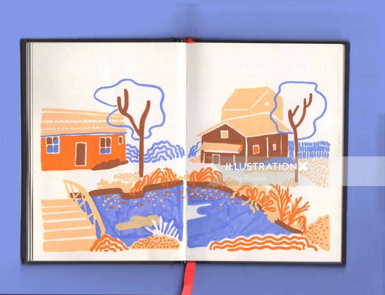 Live drawing of Sweden houses 