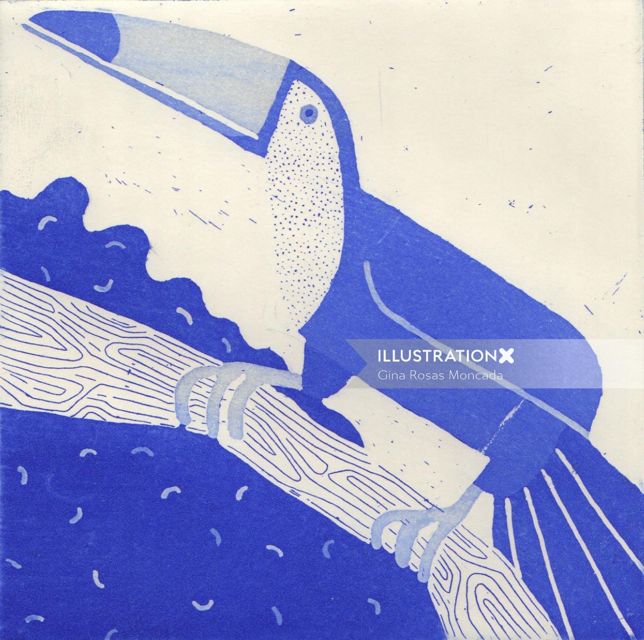 Graphic design of tucan blau