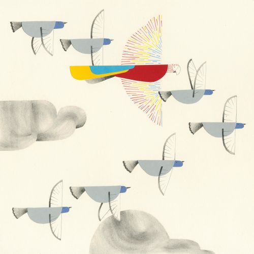 Paper art of birds flying 