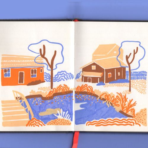 Live drawing of Sweden houses 