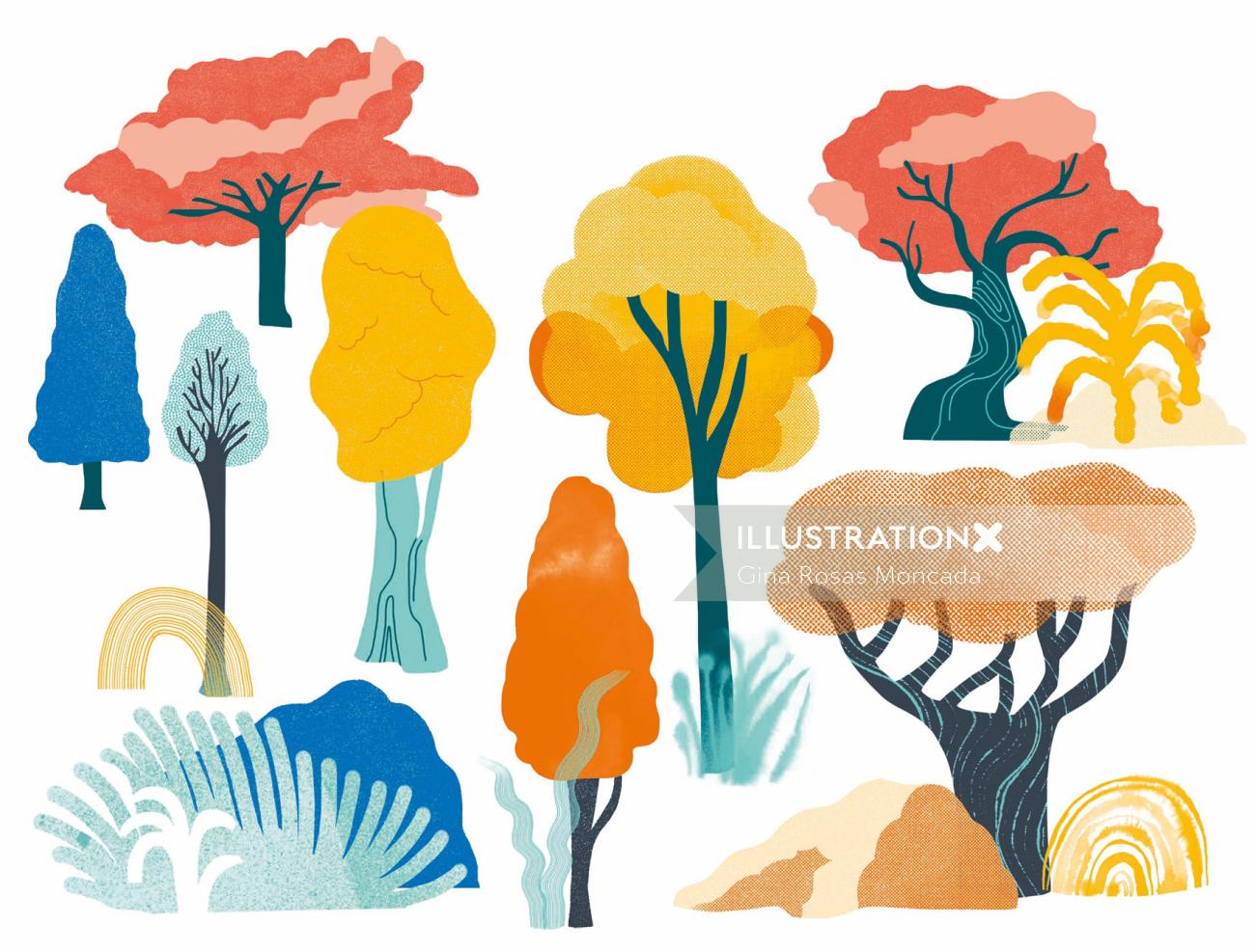 Vector illustration of forest plants