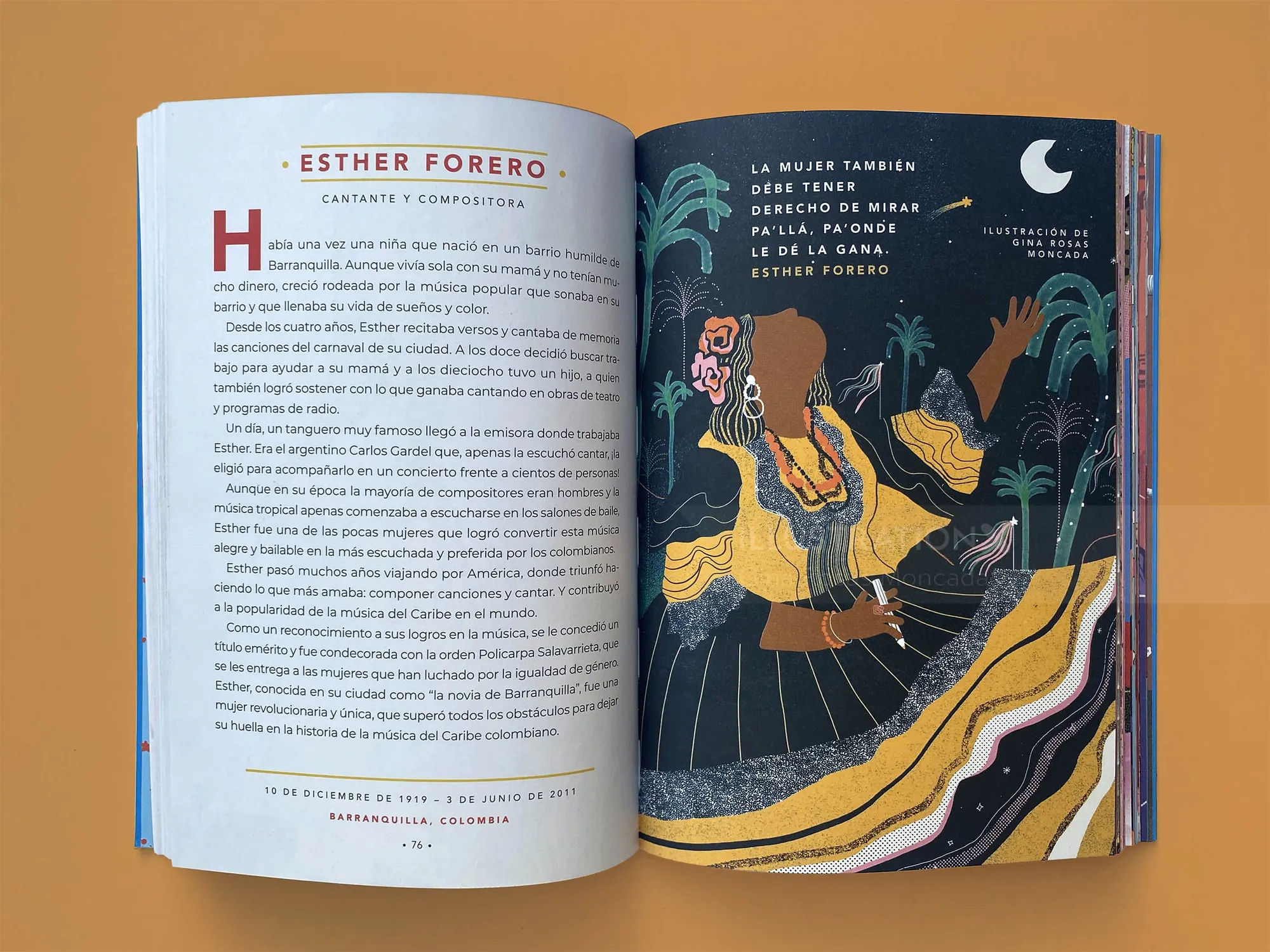 Portrait illustration of Esther Forero from Good Night Stories For Rebel Girls by Gina Rosas Moncada