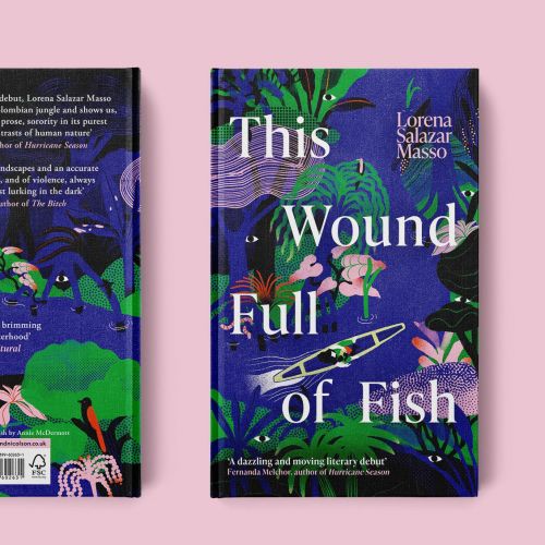 Book cover of This Wound Full of Fish with aquatic illustrations by Gina Rosas Moncada